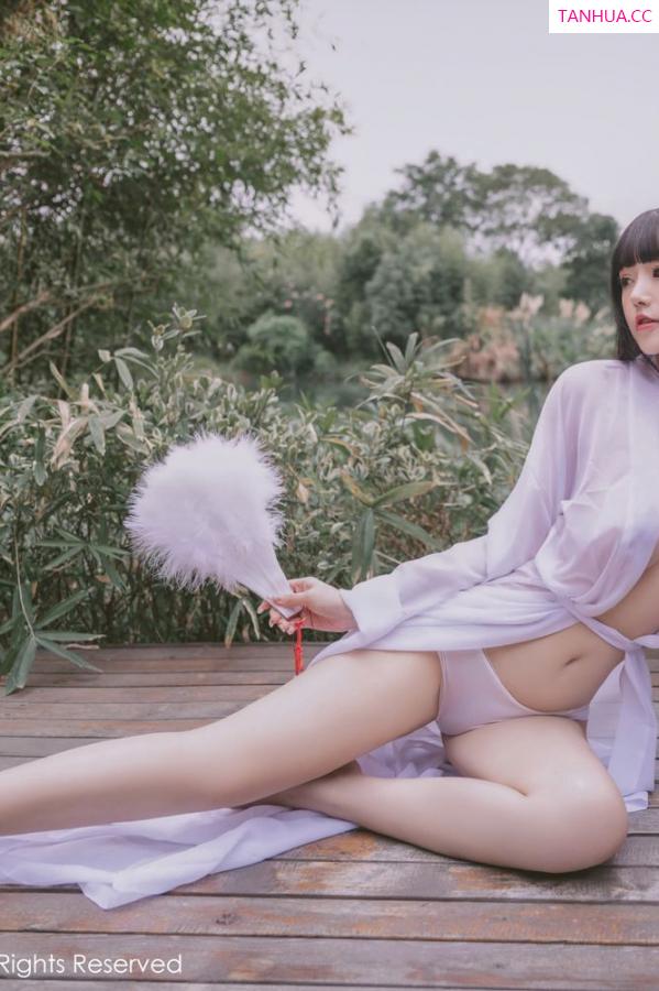 朱可 barbie可儿 洁白迷人朱可儿 薄纱古风外拍系列第31张图片